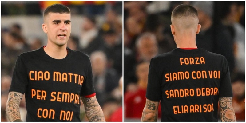 Roma, Mancini in campo per il riscaldamento con una maglia da brividi: a chi era dedicata
