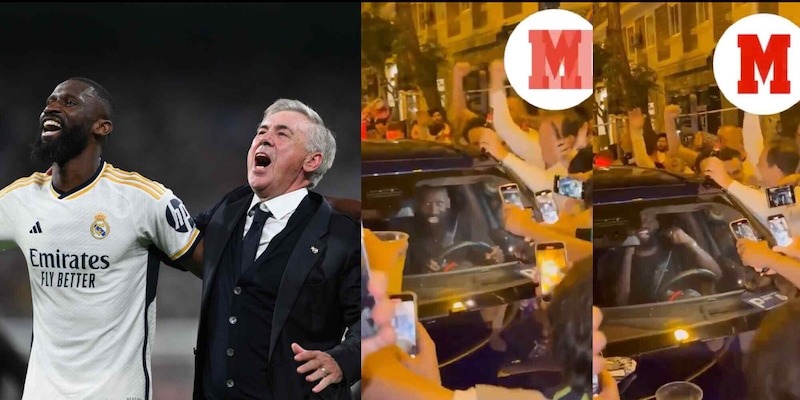 Rüdiger in macchina a festeggiare per le strade di Madrid: canta e balla con i tifosi