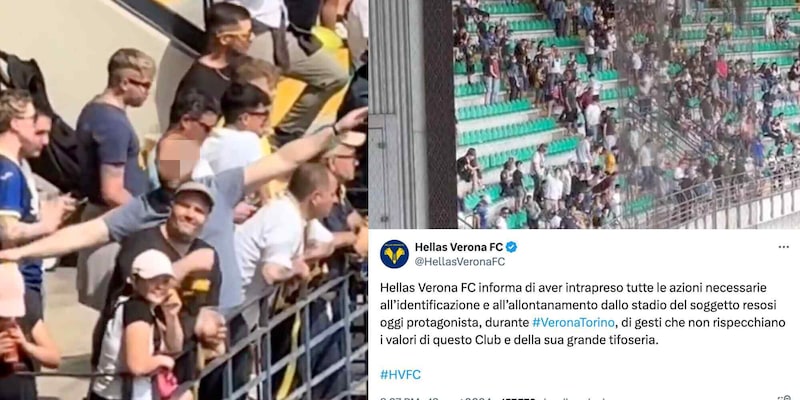 Verona shock, tifosi fanno il gesto dell’aereo del Grande Torino: il club prende le distanze