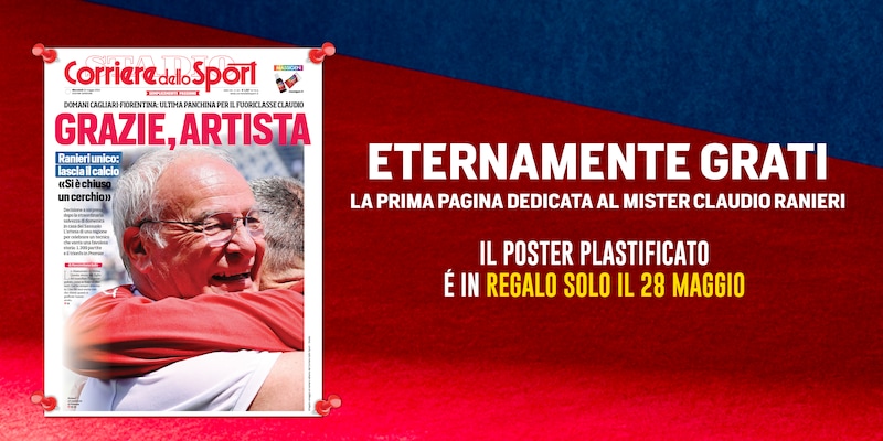 Cagliari, il poster dedicato a mister Ranieri in regalo con il quotidiano