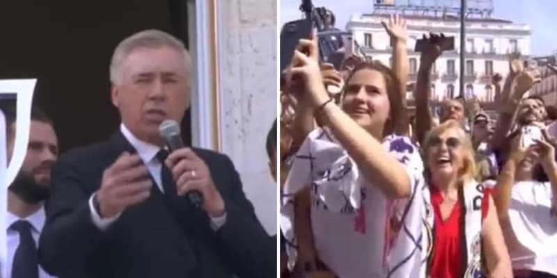 Ancelotti scatenato: fa cantare tutta la piazza per la festa del Real Madrid