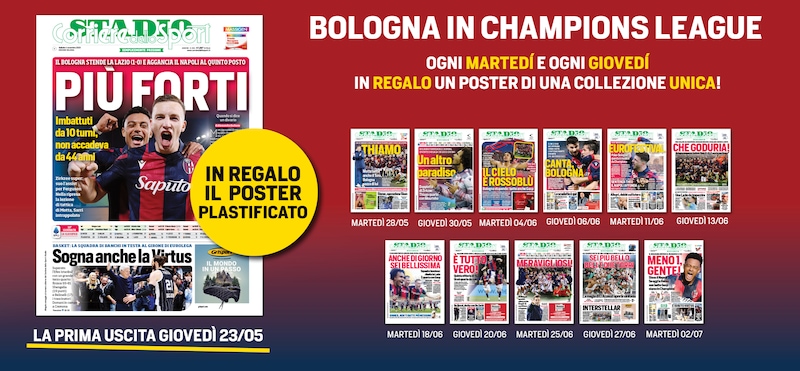 Bologna, la collezione di 12 poster in regalo con il Corriere dello Sport-Stadio