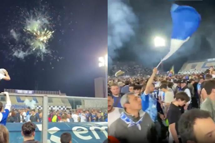 Video, Como promosso in Serie A: la festa al Sinigaglia tra fuochi d'artificio e invasione di campo