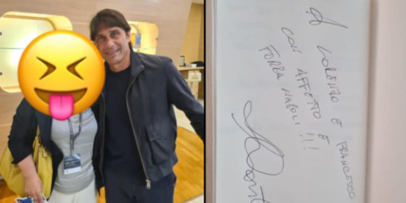 Conte e la dedica a due tifosi del Napoli: il siparietto all'aeroporto