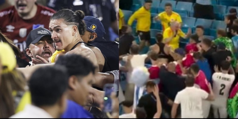 Uruguay-Colombia, folle rissa a fine partita: giocatori sugli spalti per difendere le famiglie