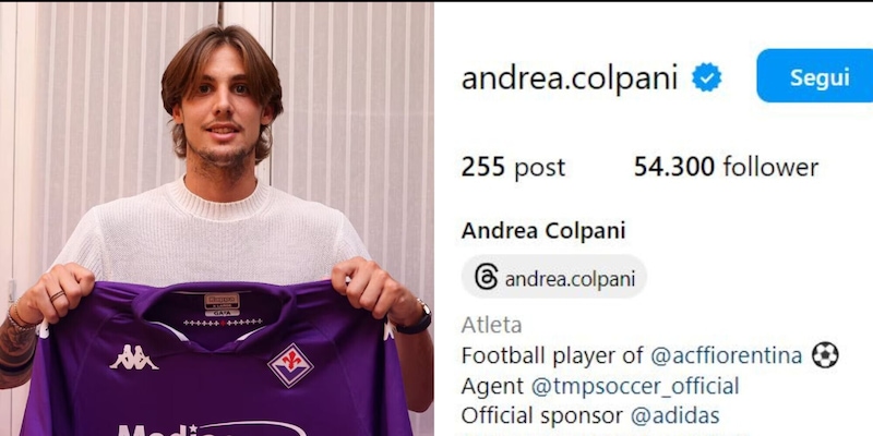 Colpani alla Fiorentina: sui social ha già cambiato foto e biografia