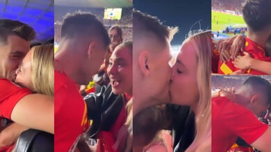 Morata campione, prima la famiglia: i baci con Alice Campello dopo la finale