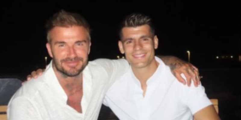 Morata e Alice con Beckham e Victoria, ma la foto non è un successo e i social impazziscono