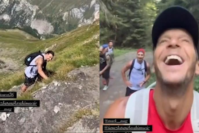 Ibra sfinito in montagna, Ambrosini se la ride