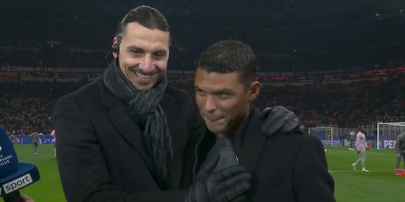 Ibra, siparietto in diretta tv con Thiago Silva: "Mi hai portato via dal Milan"