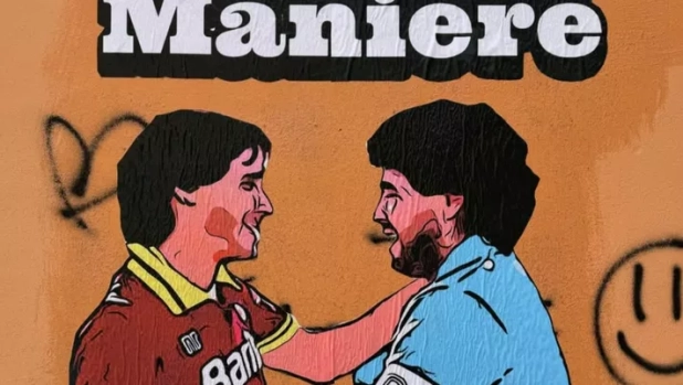 Roma-Napoli, nei pressi dell'Olimpico spunta un murales con Bruno Conti e Maradona