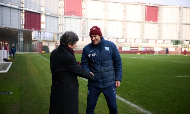 Il presidente Cairo carica la squadra al Filadelfia alla vigilia di Torino-Milan