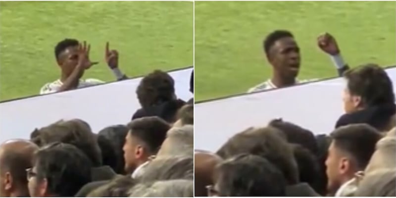 Vinicius, sfottò incredibile ai tifosi dell'Atletico Madrid: il gesto a bordo campo