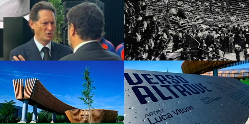 La Juve ricorda l'Heysel: Elkann tra i presenti all'inaugurazione dell'opera 'Verso Altrove'