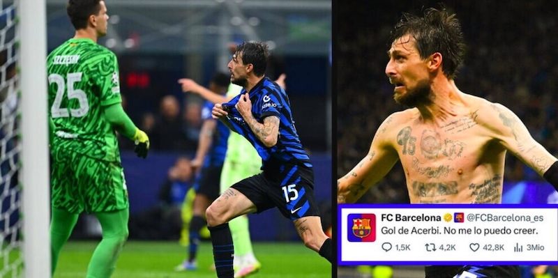 La vittoria dell'Inter e il gol di Acerbi lasciano senza parole: la reazione social del Barcellona è virale 15 La vittoria dell'Inter e il gol di Acerbi lasciano senza parole: la reazione social del Barcellona è virale