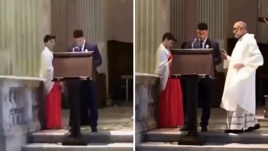 Legge l'inno della Roma in chiesa, il prete non la prende bene... 15 Legge l'inno della Roma in chiesa, il prete non la prende bene...