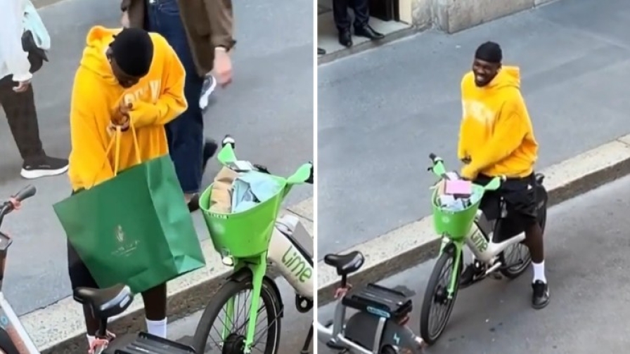 Thuram come un comune mortale: fa shopping in centro e torna a casa... in bici! 1 Thuram come un comune mortale: fa shopping in centro e torna a casa... in bici!