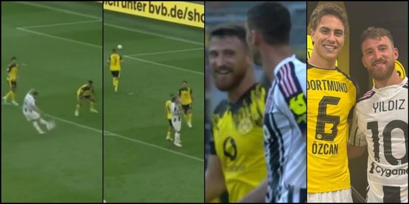 Vlahovic horror, il difensore Borussia lo deride così... E posa con Yildiz