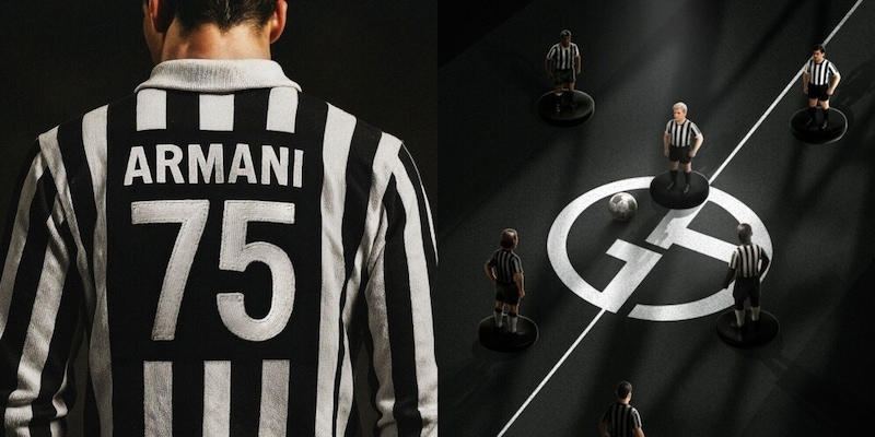Giorgio Armani firma la Juve: tessuti pregiati in bianco e nero, completi in blu notte