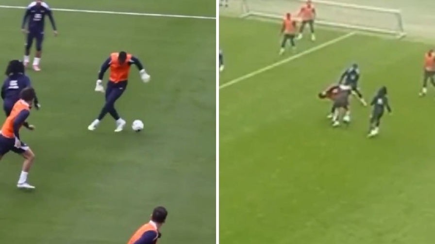 Maignan umilia i compagni: dribbling di tacco in mezzo a tre!