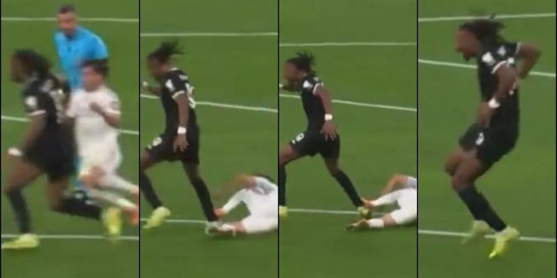 Brahim Diaz graziato, piede a martello su Thuram: per l'arbitro è solo giallo