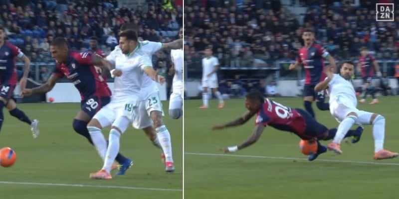 Cagliari-Roma, la moviola: perché l'espulsione di Celik è giusta. Il gol di Gaetano è regolare