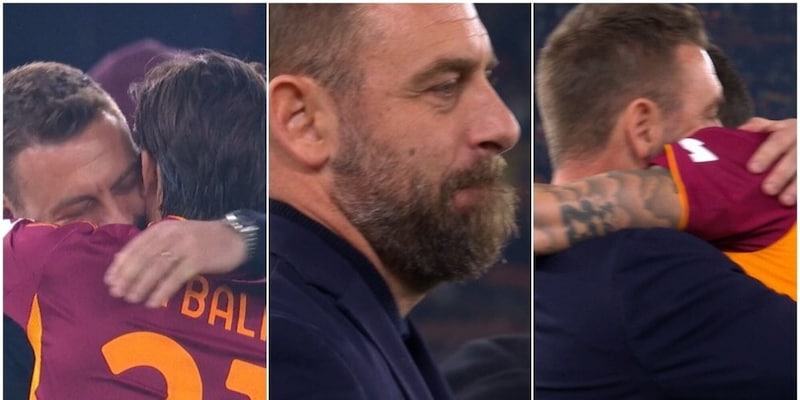 Come l'Olimpico ha accolto De Rossi: gli abbracci con Dybala e Mancini e l'allenatore vicino alle lacrime
