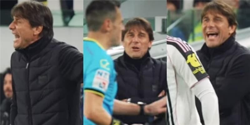 Retroscena Conte, rivelata in un video la frase urlata all&rsquo;arbitro sul fallo di Bremer su Hojlund