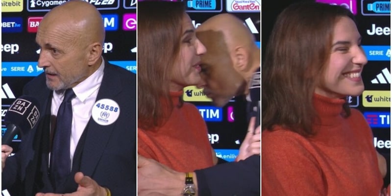 Spalletti spiega la regola del Var a modo suo in diretta tv: "Le posso dare un bacio?". La giornalista reagisce cos&igrave;...