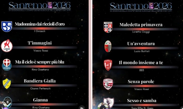 Da Vasco Rossi e il Benevento al Crotone con Rino Gaetano. Serie C, torna "l'altro" Sanremo