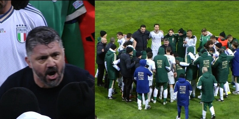 Grinta Gattuso, chiama intorno a s&eacute; l'Italia: il discorso e il "cerchio magico" alla fine del primo tempo supplementare