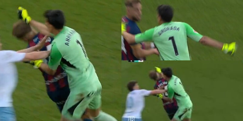 Follia totale in Spagna, il portiere prende a pugni un avversario nel derby: "Non deve giocare mai pi&ugrave;!"