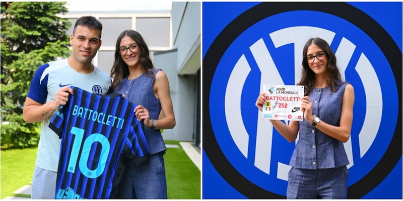 Lautaro e Nadia Battocletti, che passione per l'Inter: maglia personalizzata e orsacchiotto nerazzurro
