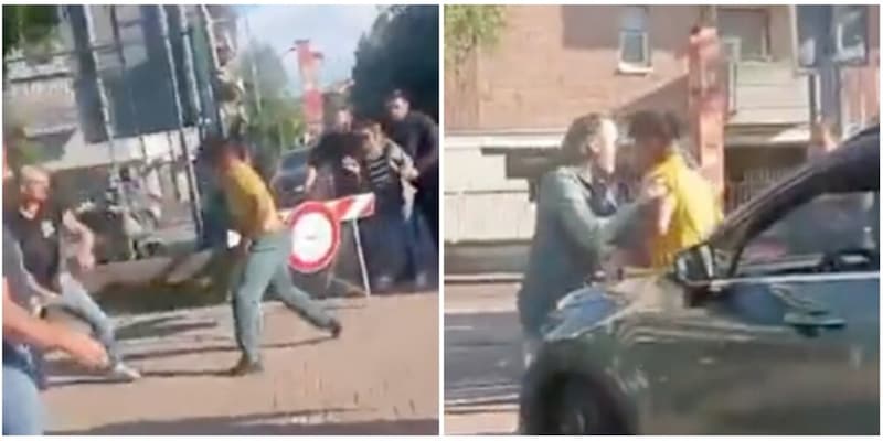 Follia Orban, scende dall'auto rabbioso e scatena la rissa con un tifoso! VIDEO