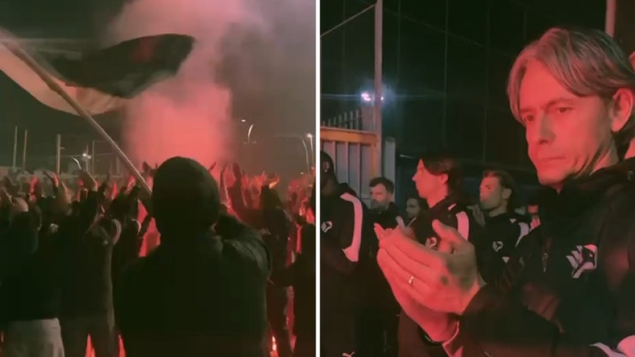 Palermo, che accoglienza al rientro da Frosinone: Inzaghi ringrazia così i tifosi