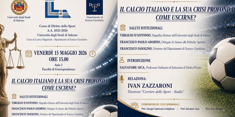 Come uscire dalla crisi del calcio italiano: ecco la lezione all'Universit&agrave; di Salerno