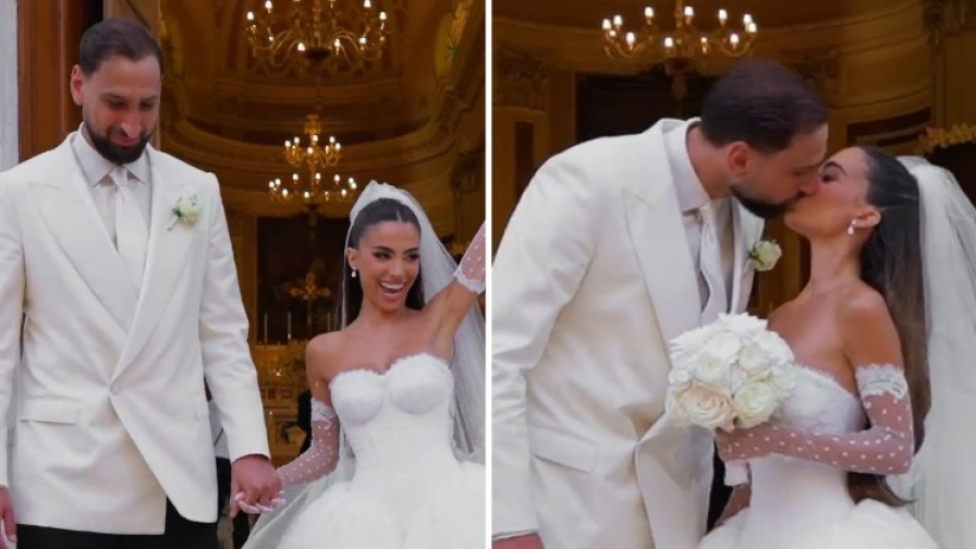 Donnarumma si sposa: il bacio con Alessia fuori dalla chiesa è emozionante