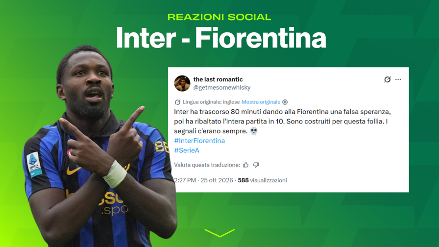 Inter-Fiorentina 2-1, reazioni social: "Mariani ha compensato", "Squadra folle"